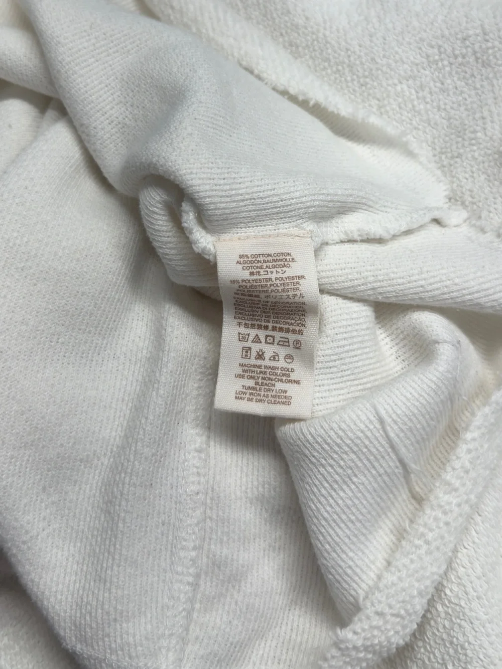 Free People White Balloon Sleeve Cropped Sweatshirt Raw Hem Pullover Top Small